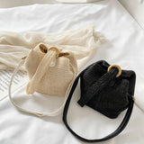 Handwoven Straw Bag Bohemian Style Shoulder Messenger Beach Purse