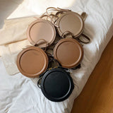 Round Leather Crossbody Bag for Women Retro Clutch Purse