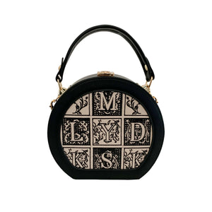 Round Letter Handbag Mini Crossbody Bag for Women Brown Green Shoulder Bag