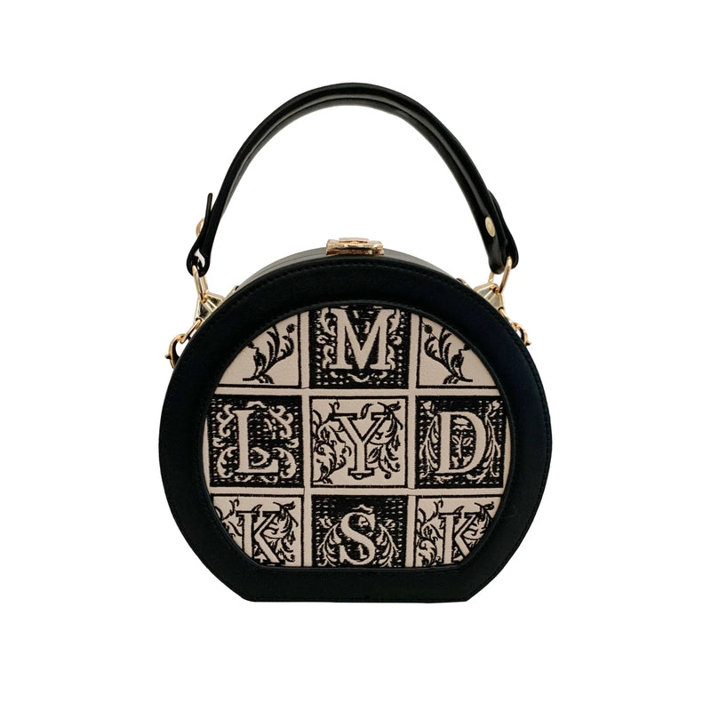 Round Letter Handbag Mini Crossbody Bag for Women Brown Green Shoulder Bag