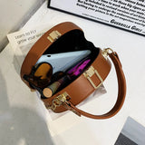 Round Letter Handbag Mini Crossbody Bag for Women Brown Green Shoulder Bag