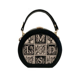 Round Letter Handbag Mini Crossbody Bag for Women Brown Green Shoulder Bag