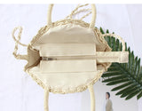 Round Rattan Beach Bag Vintage Crossbody Straw Messenger Bag