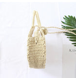 Round Rattan Beach Bag Vintage Crossbody Straw Messenger Bag