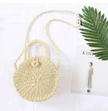 Round Rattan Beach Bag Vintage Crossbody Straw Messenger Bag