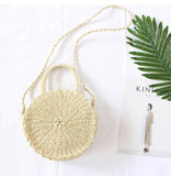 Round Rattan Beach Bag Vintage Crossbody Straw Messenger Bag