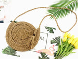 Summer Beach Shoulder Bag Round Rattan Circle Straw Bag Tassel Crossbody