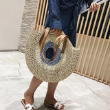 Round Straw Bags Women Shopping Bag Summer Travel Woven Rattan Beach Handbags