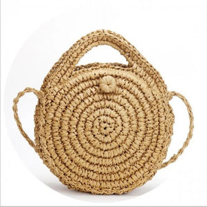 Round Straw Beach Bag Summer Mini Rattan Woven Messenger Bag