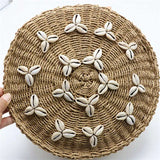 Straw Beach Bag Summer Woven Shell Shoulder Bag Rattan Braided Tote Bag