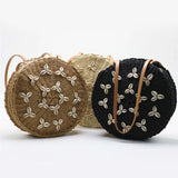 Straw Beach Bag Summer Woven Shell Shoulder Bag Rattan Braided Tote Bag