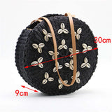 Straw Beach Bag Summer Woven Shell Shoulder Bag Rattan Braided Tote Bag