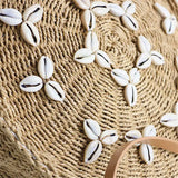 Straw Beach Bag Summer Woven Shell Shoulder Bag Rattan Braided Tote Bag