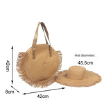 Round Straw Beach Bag Vintage Woven Shoulder Bag Raffia Circle Rattan Bags