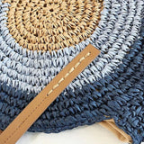 Vintage Round Straw Beach Bag Woven Raffia Shoulder Bag