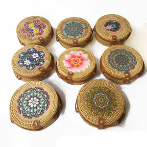 Round Straw Beach Bag Vintage Woven Rattan Bags