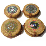 Round Straw Beach Bag Vintage Woven Rattan Bags