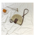 Round Straw Beach Bag Vintage Woven Shoulder Bag Raffia Rattan Bohemian Summer