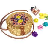Round Straw Beach Bag Vintage Woven Rattan Bags