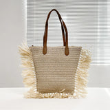 Vintage Round Straw Beach Bag Woven Rattan Bohemian Summer Shoulder Bag