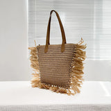 Vintage Round Straw Beach Bag Woven Rattan Bohemian Summer Shoulder Bag