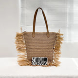 Vintage Round Straw Beach Bag Woven Rattan Bohemian Summer Shoulder Bag