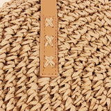 Round Straw Beach Bag Vintage Woven Shoulder Bag Raffia Circle