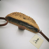 Round Straw Beach Bag Vintage Woven Shoulder Bag Raffia Rattan Bohemian Summer