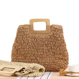 Round Straw Beach Bag Vintage Woven Shoulder Bag