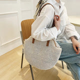 Vintage Round Straw Beach Bag Large-capacity Bohemian Handbags Totes
