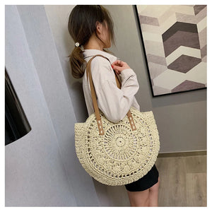 Tassel Straw Crossbody Bag Women Rattan Handbags Woven Beach Circle Bohemia