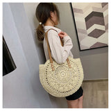 Tassel Straw Crossbody Bag Women Rattan Handbags Woven Beach Circle Bohemia