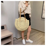 Tassel Straw Crossbody Bag Women Rattan Handbags Woven Beach Circle Bohemia