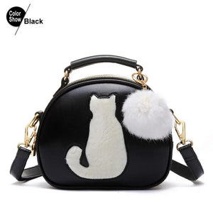 Women Shoulder Bags PU Leather Full Moon Candy Cat