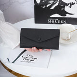 Cowhide Long Wallet Women Large Capacity Envelope Slim Clutch Phone Purse