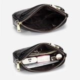 Cow Leather Shoulder Bag Women Long Purse Sling Bag Rhombus Pattern Cowhide