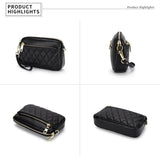 Cow Leather Shoulder Bag Women Long Purse Sling Bag Rhombus Pattern Cowhide