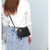 Cow Leather Shoulder Bag Women Long Purse Sling Bag Rhombus Pattern Cowhide