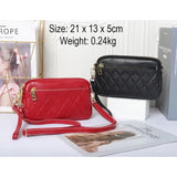 Cow Leather Shoulder Bag Women Long Purse Sling Bag Rhombus Pattern Cowhide