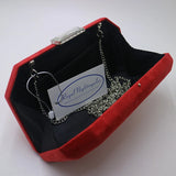 Red Velvet Suede Evening Clutch with Shoulder Chain