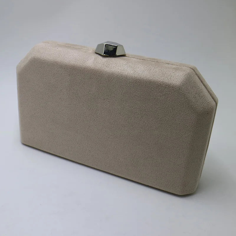 Red Velvet Suede Evening Clutch with Shoulder Chain