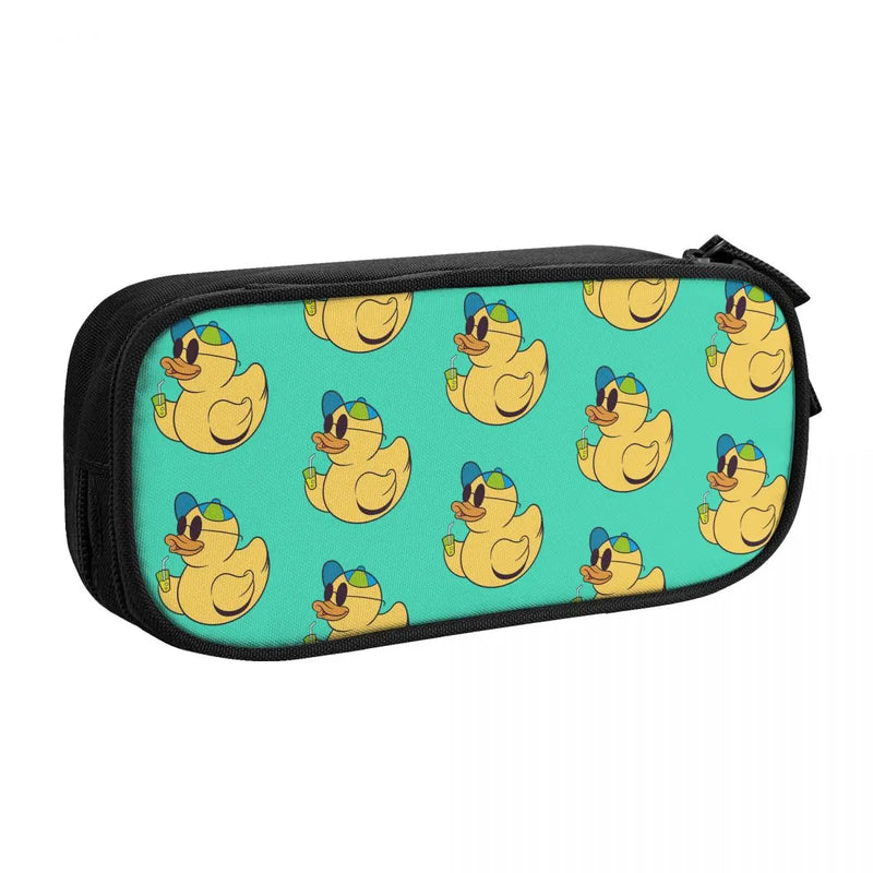 Rubber Duckie With a Drink Pen Box School Anime Zipper Pen Bag