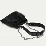 Ruched Shoulder Bag Chain Handbags Soft PU Leather Crossbody Totes
