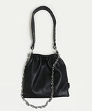 Ruched Shoulder Bag Chain Handbags Soft PU Leather Crossbody Totes