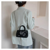 Ruched Woven Rope Handle Bag Cloud Shoulder Messenger PU Leather Handbag
