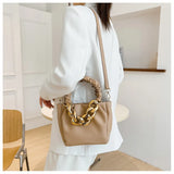 Ruched Handle Bags Summer PU Leather Shoulder Bag Ladies Handbag