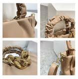 Ruched Handle Bags Summer PU Leather Shoulder Bag Ladies Handbag