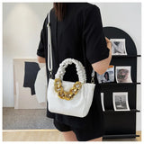 Ruched Handle Bags Summer PU Leather Shoulder Bag Ladies Handbag