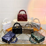 Ruched Handle Women's Padded Space Bag Quilted Down Cotton Shoulder Messenger Ba