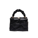Ruched Handle Women's Padded Space Bag Quilted Down Cotton Shoulder Messenger Ba